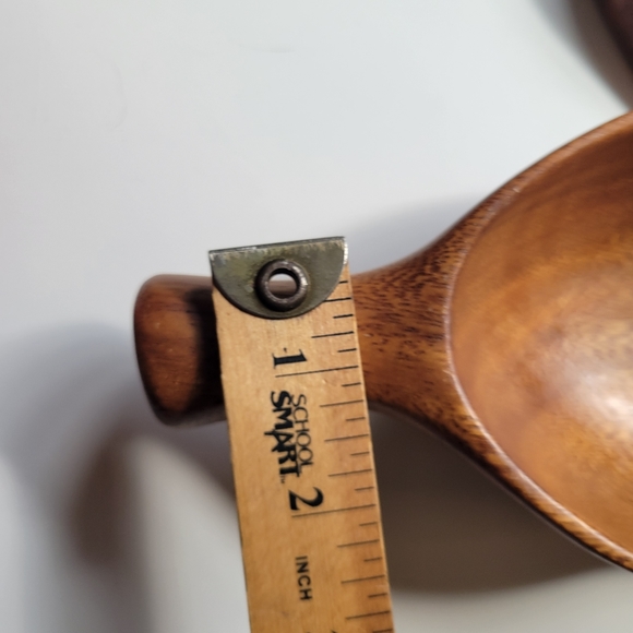 Orobilt VTG MCM Monkey Pod 12x4x2 Wood Set 2 Leaf Fruit Snack Bowl Fall Holidays - Picture 6 of 15